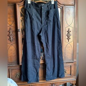 Maeve Anthropologie Navy Linen Pants Cropped